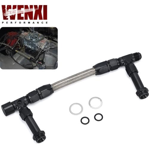 AN8 8AN Black Dual Feed Fuel Line Dual Feed Carb Fuel Line Kit WX-QT43BK