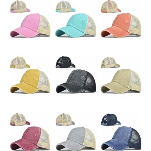 2020 The Latest Ladies Cotton Breathable Mesh Baseball Hat Glitter Ponytail Women Dad Hat Summer Hat Adjustable Hip Hop Hats