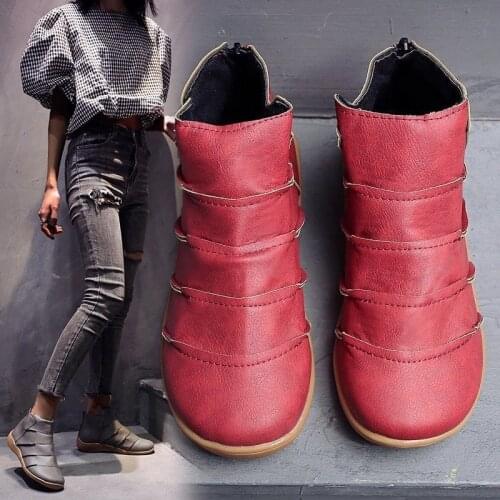 Women Winter Snow Boots Genuine Leather Ankle Spring Flat Shoes Woman Short Vintage Boots with Fur 2021 for Women Lace Up Boots