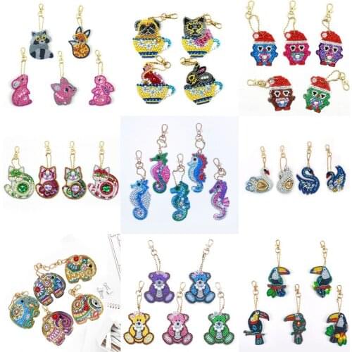 Nichome Diamond Painting Keychain A Set Cartoon Animal Decor Car Pendent Full Drill Diamond Embroidery Cross Stitch Gift