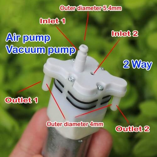 Small Air Pump DC 3V-5V 4V 0.5A Vacuum Pump Dual-way 2 Way Double Inlet Outlet Electirc Air Gas Pump DIY Aquarium Fish Tank