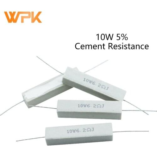 [10Pcs] Cement Resistance 10W Accuracy 5% 10 ohm 48*10*10mm Horizontal 1~100K 0.1R 0.5R 10R 15 20 100 120 330 Ohm 820 Ohm