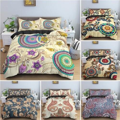 3D Ethnic Mandala Style Duvet Cover Set Flowers Pattern Bedding Set Luxury Quilt Cover Pillowcase King Queen Twin Single 2/3PCS