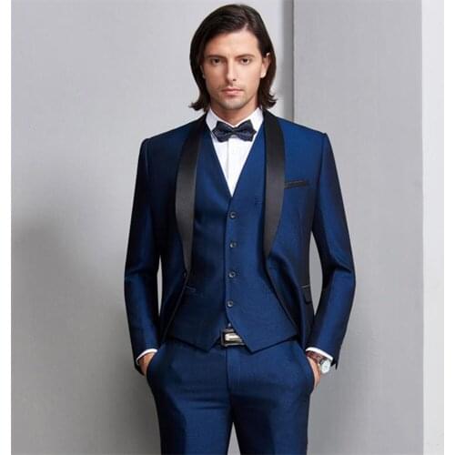Three Piece/Set Business Party Best Men Suits Shawl Lapel 2021 One Button Custom Made Wedding Clothing Mens Sets