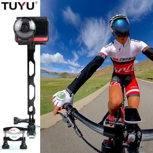 TUYU Cycling Bike Mount Handlebar Holder Invisible Selfie Stick1/4 Screw Thread,for Insta360 ONE X R EVO Panoramic Action Camera