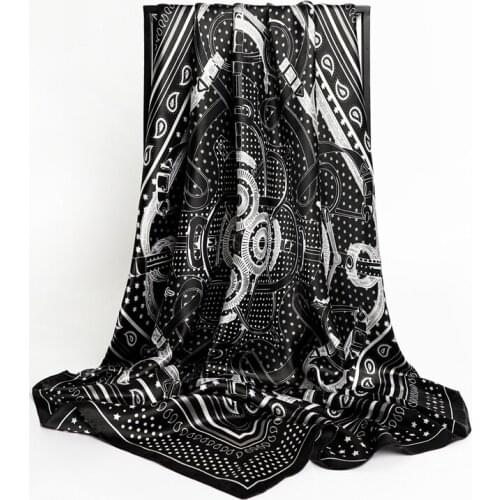 New Fashion 2021 Silk Square Scarf for Women 90*90Cm Neck Hair Band Wraps Soft Neckerchief Hijab Female Headscarf Shawl Bandana