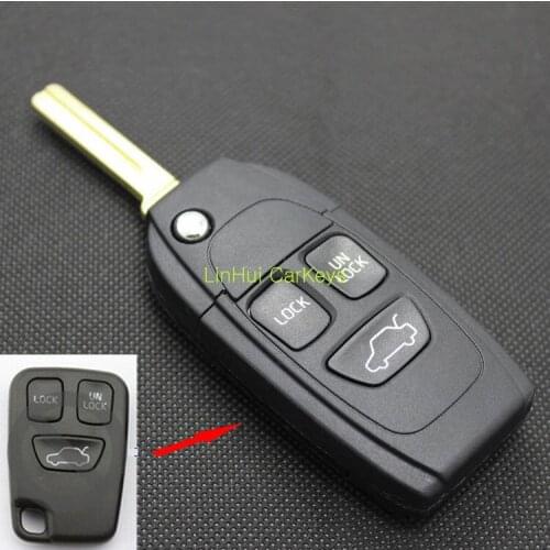 PINECONE for VOLVO S80 3 Buttons Uncut Blade Modified Remote Blank Keys ABS Shell Brass Blade 1 PC