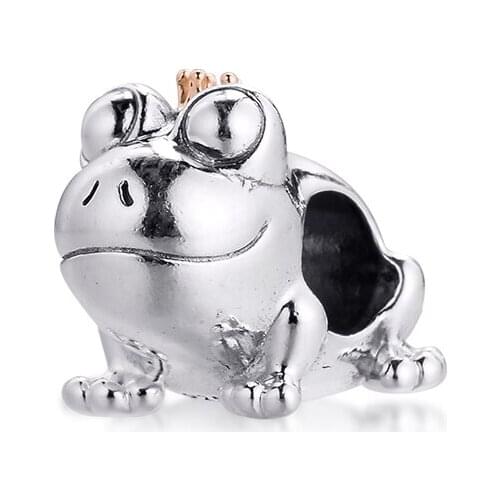 Two Tone Frog Prince Charm 14K Real Gold With 925 Sterling Silver Beads for Jewelry Making Women Gift 2021 Spring New 021372K