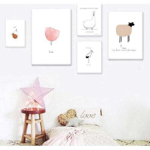 Nordic Cartoon Animal Poster Canvas Print Painting Wall Art Baby Kids Room Home Decoration