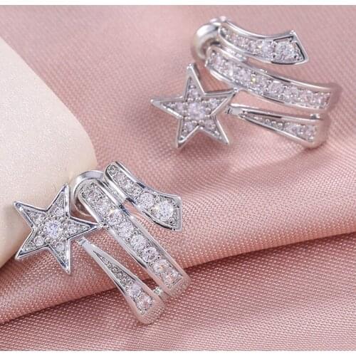 JUWANG Luxury Stud Earrings For Women AAA Cubic Zirconia Star Irregular Earring Fashion Jewelry Pendientes For Friends Gifts