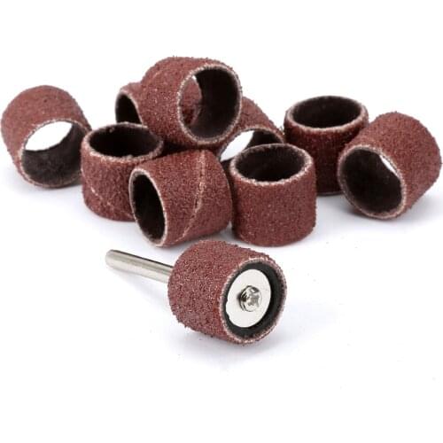 10Pcs/set Dremel Accessories 12.5mm Grit 80# Sanding Bands +3.17mm Sander Drum Mandrel Rotary Tool Nail Drill Bit set Electrical