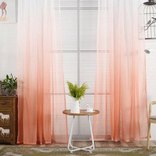 Hotel Decoration Blue Sheer Curtains Modern Gradient Color Window Tulle Curtains For Living Room Bedroom Curtains