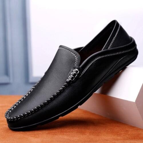 New Mens Shoes Genuine Leather Loafers Shoes Men Soft Driving Footwear Man Casual Slip on Flats Handmade Formal Business Oxfords