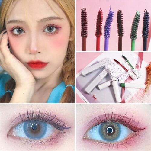 6 Color Mascara Long Lasting Multicolour Eye Makeup Black Brown Purple Blue Long Not Blooming Lengthen Easy Remove Eyelashes