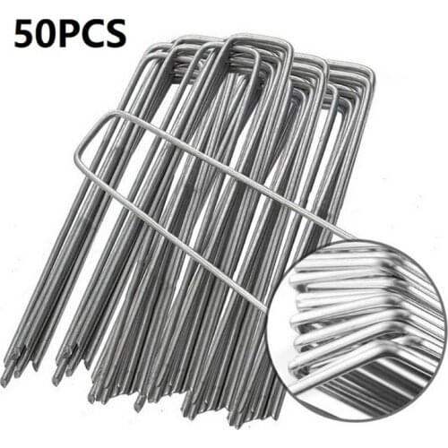 X7YF U-shaped Fence Stake Heavy-duty Sod Pins Galvanized Anti-rust Garden Landscape Staples for Holding Fence Ground Cover