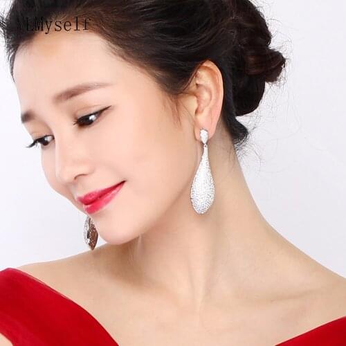 2021 Gorgeous 70mm Long Leaf Earrings Lady Luxury Jewelry Women Plant CZ Banquet Party Big Earring