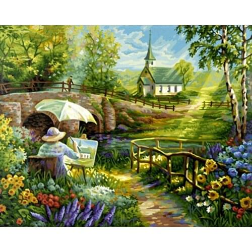 14CT/16/18/27/28/25 CROSS STITCH Lover scenery Cross Stitch 100% EGYPT cotton threads scenic landscape painting of the elderly