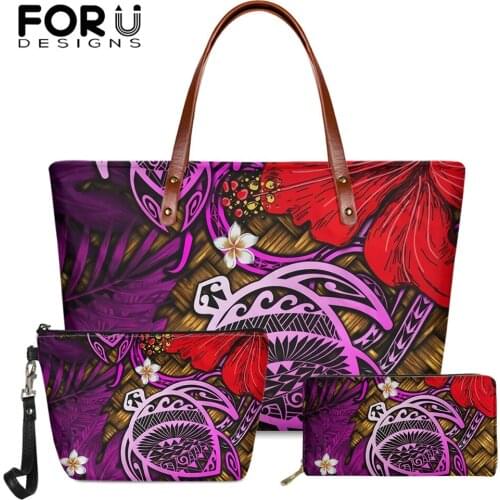 FORUDESIGNS Elegant Women Handbags Hawaii Lauhala Hibiscus Polynesian Design Ladies Casual Tote Bags Large Soft Sac A Main Mujer