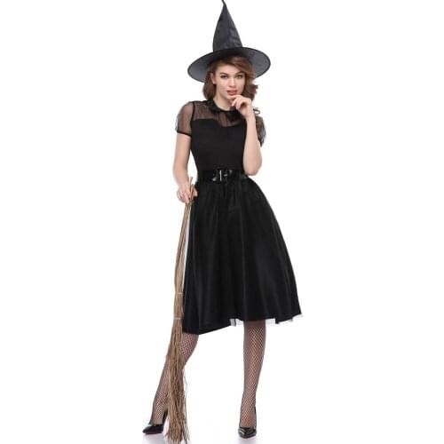 M-3XL Halloween Carnival Party Black Witch Costume Spellcaster Costumes for Women Adult Adulto Fantasia Dresses