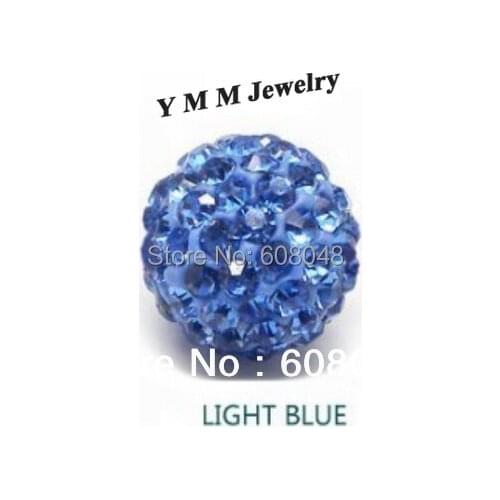 10MM Crystal Disco Balls Loose Spacer Pave Rhinestone Beads Light Blue 24PCS