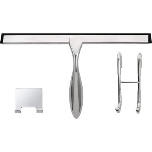 12-Inch Shower Squeegee Set, Includes Shower Door Hook and Adhesive Hook, Squeegee for Shower Glass Door