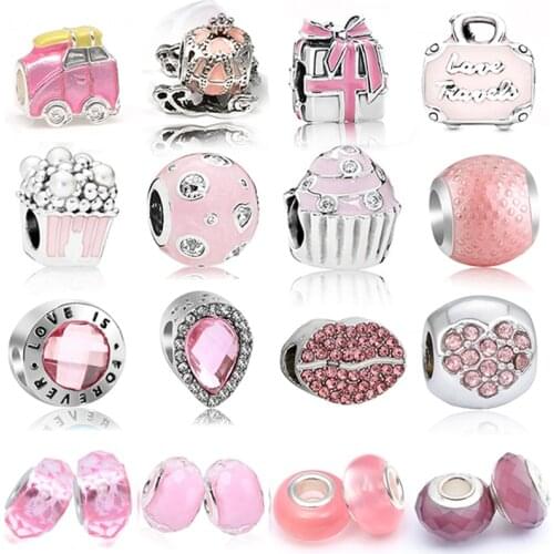 2pcs/Lot pink charm charm charm DIY ladies bracelet bangles jewelry gift, brand bracelet jewelry gifts