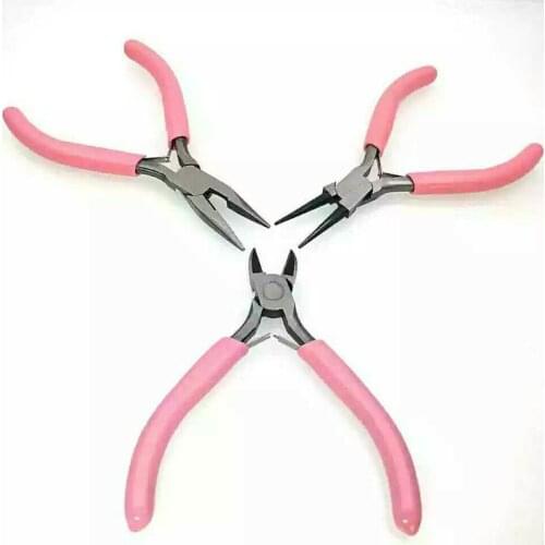 3Pcs Jewelry Pink Pliers Set Wire Cutting Bending Plier DIY Jewelry Making Hand Tools Kit