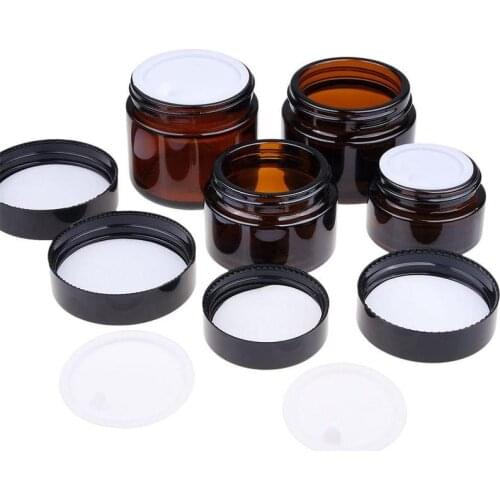50/100ml Glass Amber Brown Cosmetic Face Cream Bottles Lip Balm Sample Container Jar Pot Makeup Store Vials Cream Bottling