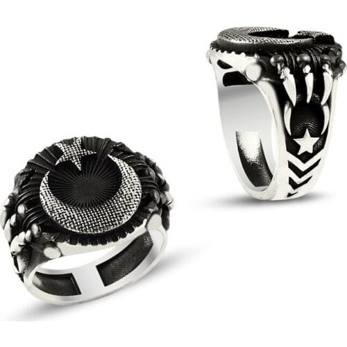 925 Silver Embossed English Flag Ring for Men