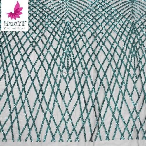 Green color African lace fabric 2019 Nigerian embroidery high quality french tulle lace fabric with sequins