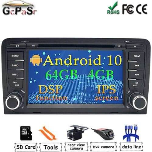 Android 10 2 din car dvd gps navigation for Audi A3 8P/A3 8P1 3-door Hatchback/S3 8P/RS3 Sportback multimedia stereo Radio