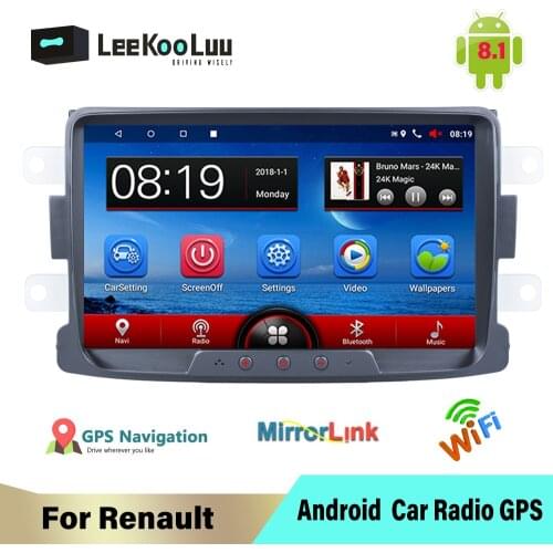 LeeKooLuu 2 Din Android Car Radio 8'' Car Multimedia MP5 Player GPS BT WIFI MirrorLink For Renault Duster Sandero Autoradio