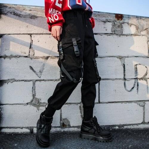 Streetwear Pencil Harajuku Pants Fashion Hip Hop Women Trousers Black High Waist Cargo Pants Women Casual Punk Funny Pants Loose