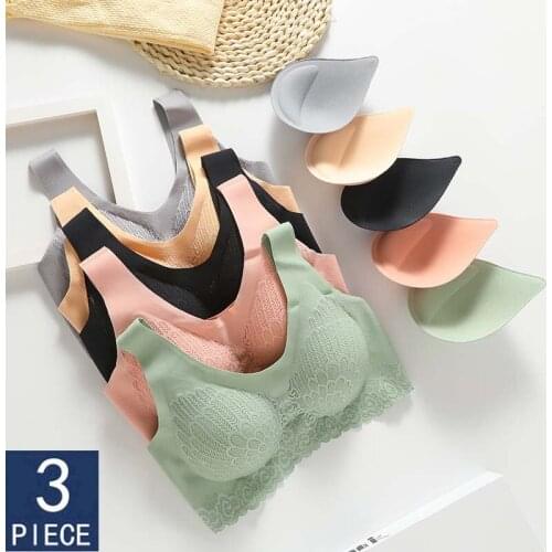 Dropshipping Vip Link 3pcs Latex Bra Seamless Bras For Women Underwear BH Push Up Bralette With Pad Vest Top Bra