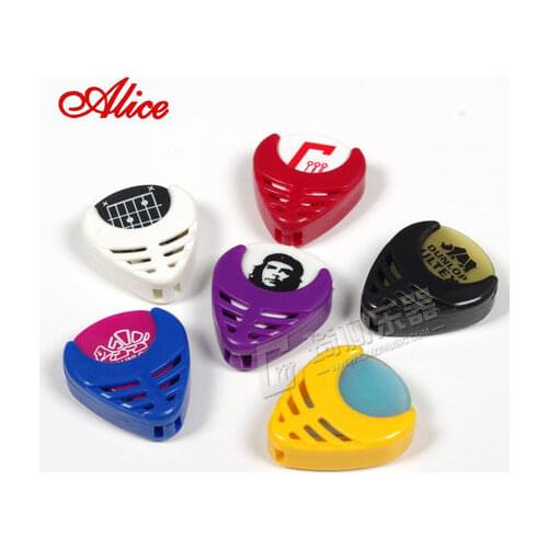 Alice Heart Shape Guitar Pick Holder Case Storage Box Self Stick plectrum mediator