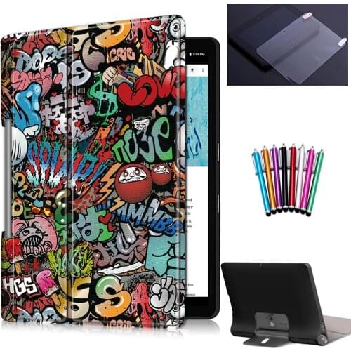 For Lenovo Yoga Smart Tab YT-X705F tablet For Lenovo Yoga Tab 5 2019 release PU leather folio stand Cover Case+screen protector