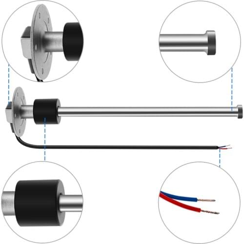0~190ohm Fuel Level Sensor Waterproof IP67 Boat Car Water Level / Fuel Level Gauge with Alarm 100mm 300 mm 350mm 200m 450mm