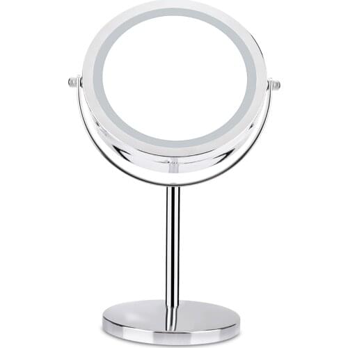 Double Sided 10X Magnifying Brightness Make Up Mirror LED Light HD Cosmetic Makeup Mirror Round Rotary Desk Stand Table Mirrors