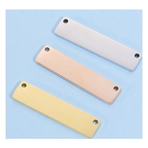 Fnixtar 20Pcs 25*6mm Rectangle Blank Namebar Charms Mirror Polish Stainless Steel Connector Charms For DIY Making Necklaces