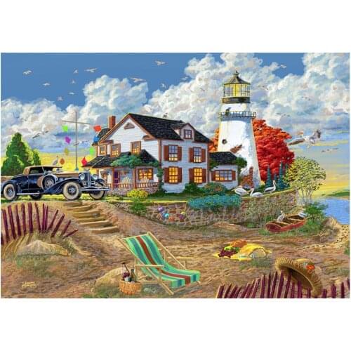 Oil painting cottage pattern 5D DIY full diamond cross stitch diamond mosaic home decoration