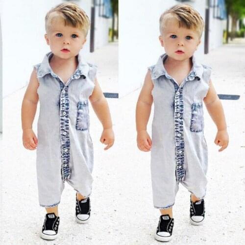 Pudcoco 2020 0-4Y New Denim Newborn Baby Cotton Romper Infant Boy Girl Jumpsuit Clothes Denim color Outfit Size 0-24 M