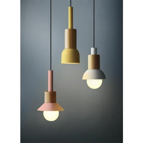 Nordic Style Macarons Color Pendant Lights Modern Bar Bedroom Bedside Single Head Dining Room Pendant Lamps Home Decor Lamps E27