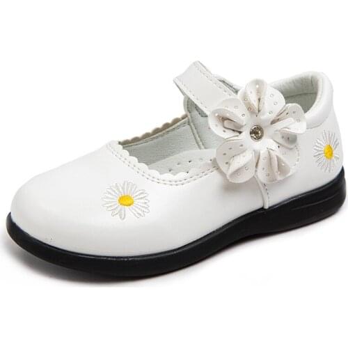 Fashion Flower Shoes For Big Kids Dress For School Shoes For Little Girl Black Princess Leather Childrens Shoes 3 10 To 12 Year