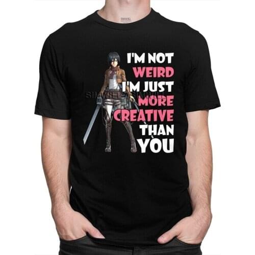 Mens Attack On Titan T-Shirt Graphic Otaku Anime Manga Mikasa Ackerman Tshirt Short Sleeve Cool T Shirt Homme Cotton Tee Tops