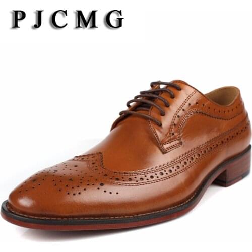 2017 Brand fashion business genuine leather formal men dress black/brown wedding shoes men flats luxury for male Big Size 38-46