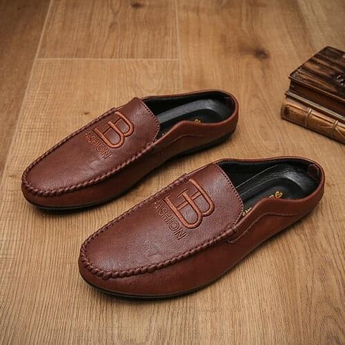 2021 Spring Autumn New Mens Leather Casual Shoes Breathable Soft Shallow Casual Loafers Fashionable Non-slip for Outside