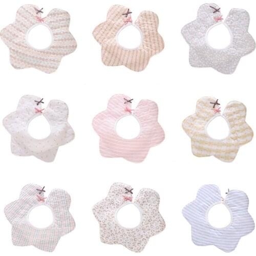 New Soft Cotton Bibs Infant Feeding Smock Baby Feeding Cloths Food Accessory 3 Layers 360 Degree Rotating Classical Towel