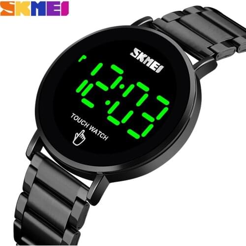 New SKMEI Fashion Wristwatch Digital Watch Men Male Touch Screen LED Light Display Waterproof Stainless Steel Strap Montre Homme