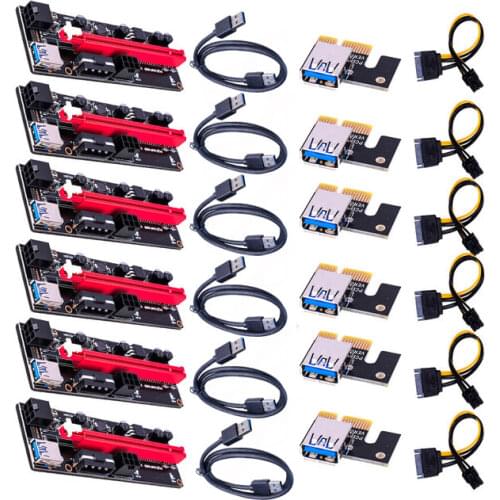 NEW VER009 USB 3.0 Newest PCI-E Riser VER 009S Express 1X 4x 8x 16x Extender Riser Adapter Card SATA 15pin to 6 pin Power Cable