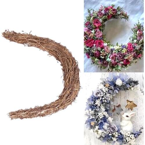 Natural Crescent Shape Rattan Wreath Base DIY Accessories for Easter Party Decor Home Decor festival Decor Garden decoration